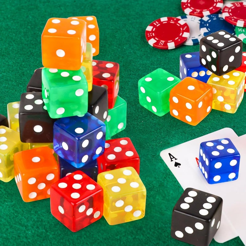 Lemicin 36 Piece Casino Style Craps Dice Sets 19mm Acrylic Translucent D6 Dice Square Rounded Edge for Casino Craps Table Games and Board Games Party Bar Entertainment Math Teaching Supplies - Image 3
